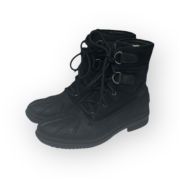 UGG Australia ✪ Azaria Waterproof Biker Boots ✪ Black Leather ✪ Size 8 8.5 39 ✪ - Picture 7 of 16